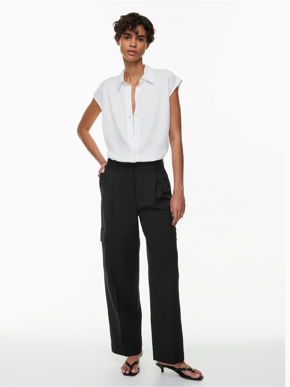 Babaton by Aritzia Crisp White Cotton Sleeveless Office Siren Button Down Large